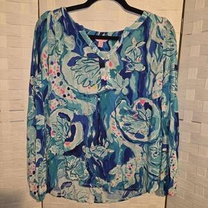 Lilly Pulitzer Blue and Pink Blouse